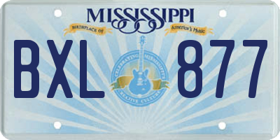 MS license plate BXL877
