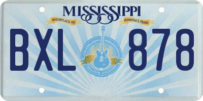 MS license plate BXL878