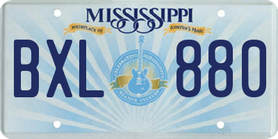 MS license plate BXL880