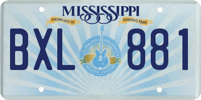 MS license plate BXL881