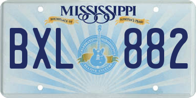 MS license plate BXL882