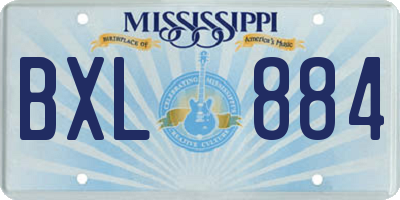 MS license plate BXL884