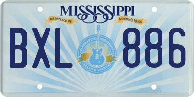 MS license plate BXL886