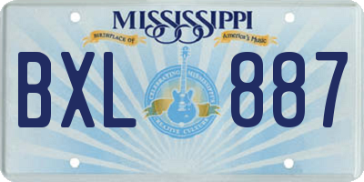 MS license plate BXL887