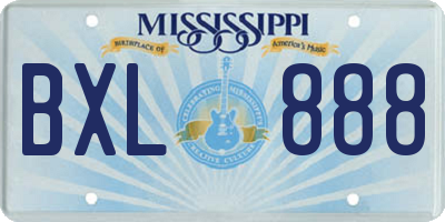 MS license plate BXL888