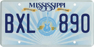 MS license plate BXL890