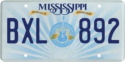 MS license plate BXL892