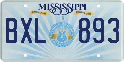 MS license plate BXL893