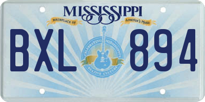 MS license plate BXL894