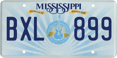 MS license plate BXL899