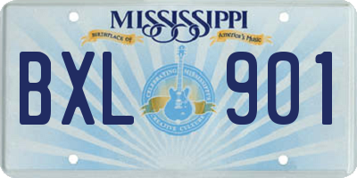 MS license plate BXL901