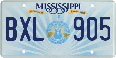 MS license plate BXL905