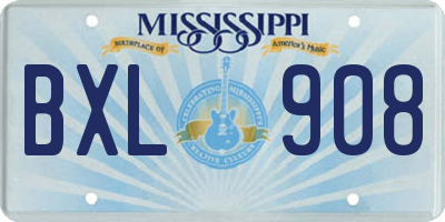 MS license plate BXL908
