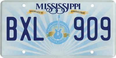 MS license plate BXL909