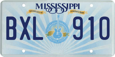 MS license plate BXL910