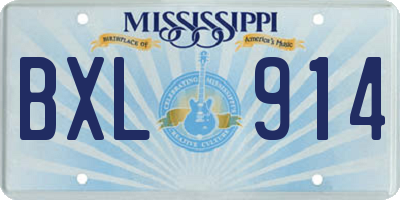 MS license plate BXL914