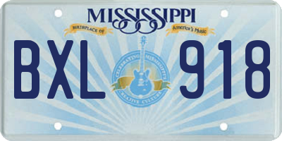 MS license plate BXL918