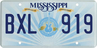 MS license plate BXL919