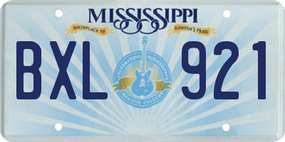 MS license plate BXL921
