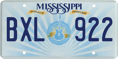 MS license plate BXL922