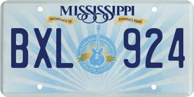 MS license plate BXL924