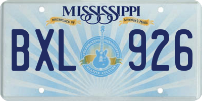 MS license plate BXL926