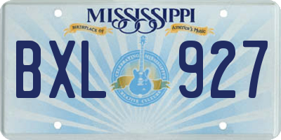 MS license plate BXL927