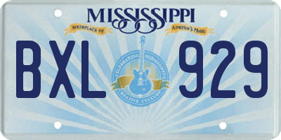 MS license plate BXL929