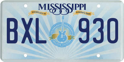 MS license plate BXL930