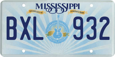 MS license plate BXL932