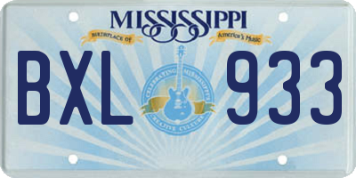 MS license plate BXL933