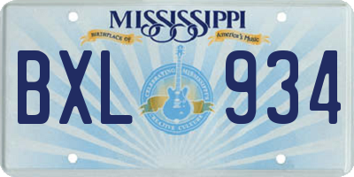 MS license plate BXL934