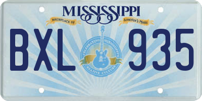 MS license plate BXL935