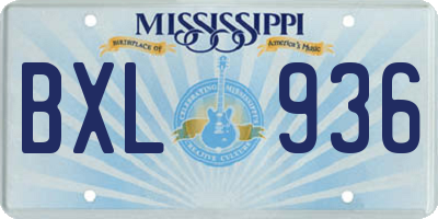 MS license plate BXL936