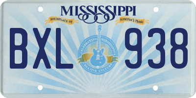 MS license plate BXL938