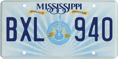 MS license plate BXL940