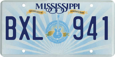MS license plate BXL941
