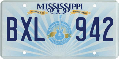 MS license plate BXL942