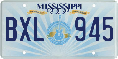 MS license plate BXL945