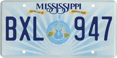 MS license plate BXL947