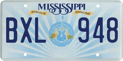 MS license plate BXL948