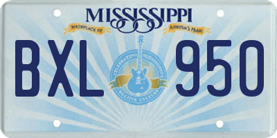 MS license plate BXL950