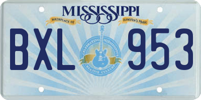 MS license plate BXL953