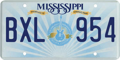 MS license plate BXL954
