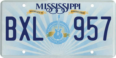 MS license plate BXL957