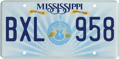 MS license plate BXL958