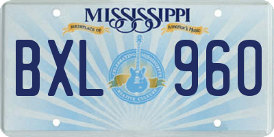 MS license plate BXL960