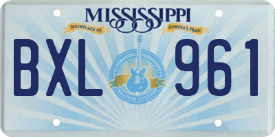 MS license plate BXL961