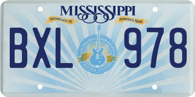 MS license plate BXL978