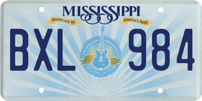 MS license plate BXL984